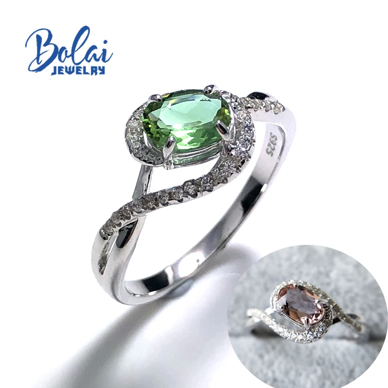 Bolaijewelry, Zultanite кольцо созданное изменение цвета драгоценный камень 925 Серебряное кольцо пасьянс простой стиль ювелирные украшения для девочек - Цвет камня: diaspore ring