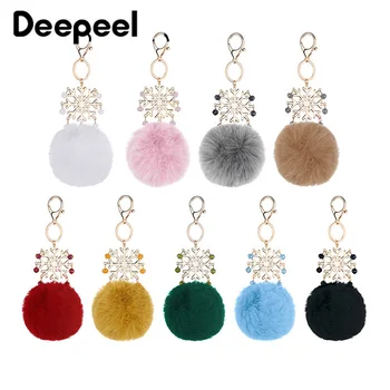 

Deepeel 2pcs Metal Hook O Ring Keychain Buckles Hairball Decoration Bags Hang Clasp Buckle DIY Christmas Gift Car Key Hook BF447