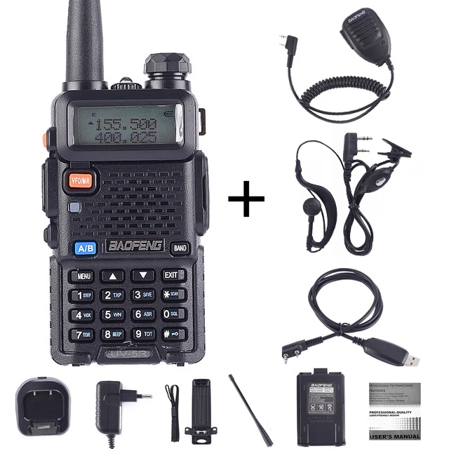 Baofeng UV-5R портативная рация профессиональная CB радиостанция укв портативная UV 5R охотничья радиостанция Baofeng UV5R трансивер 5 Вт - Цвет: 5R-5W-Earp-Cable-Mic