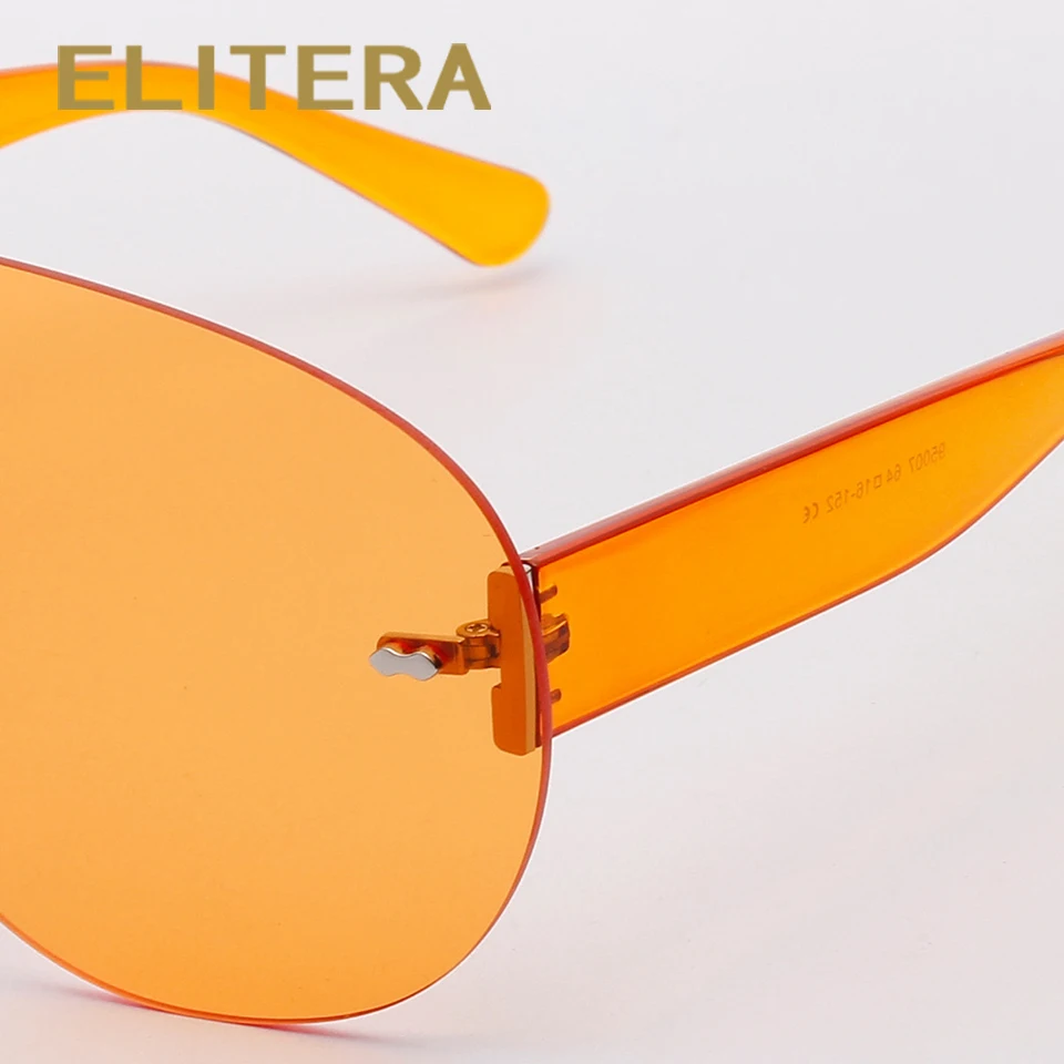 ELITERA Oversized Big Sunglasses For Women Men Fashion Rimless Eyewear