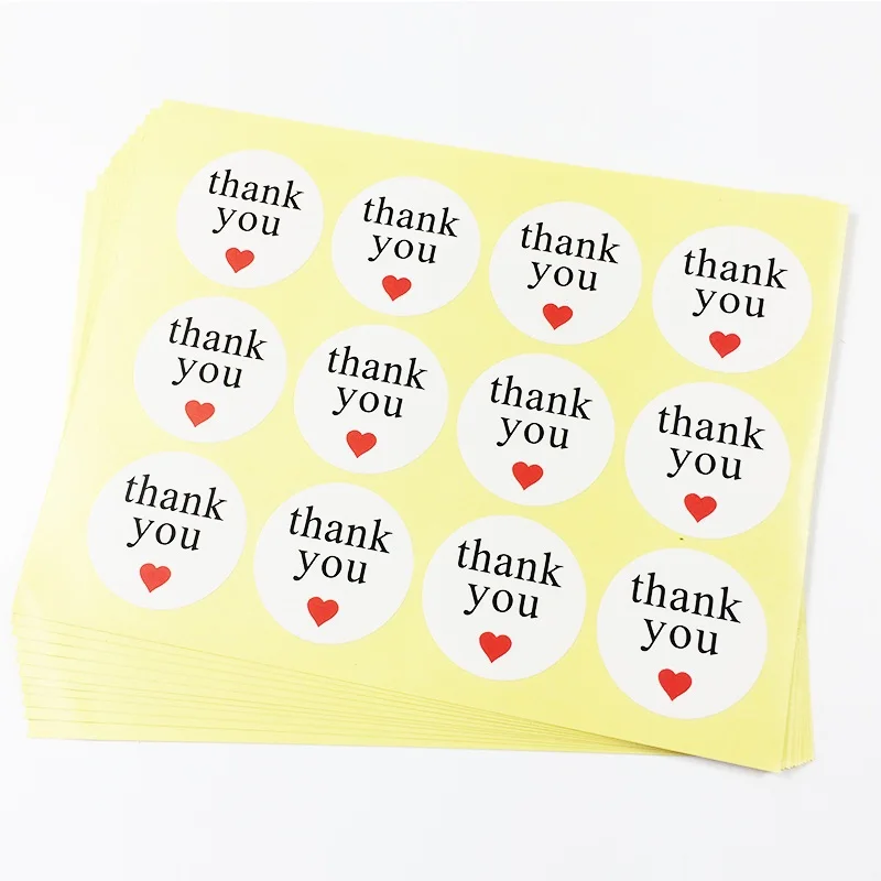 

1200 Pcs/lot White Paper"Thank you"Sticker Labels Bakery Packaging Bags Sealing Stickers Self-adhesive Labels For Box/Cake/Bag