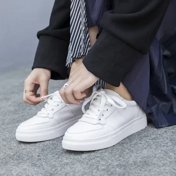

Shoes Women White Sneakers Genuine Leather Flats Trainers Women Chaussure Femme Zapatos Mujer Korean Fashion Flats Female Shoes