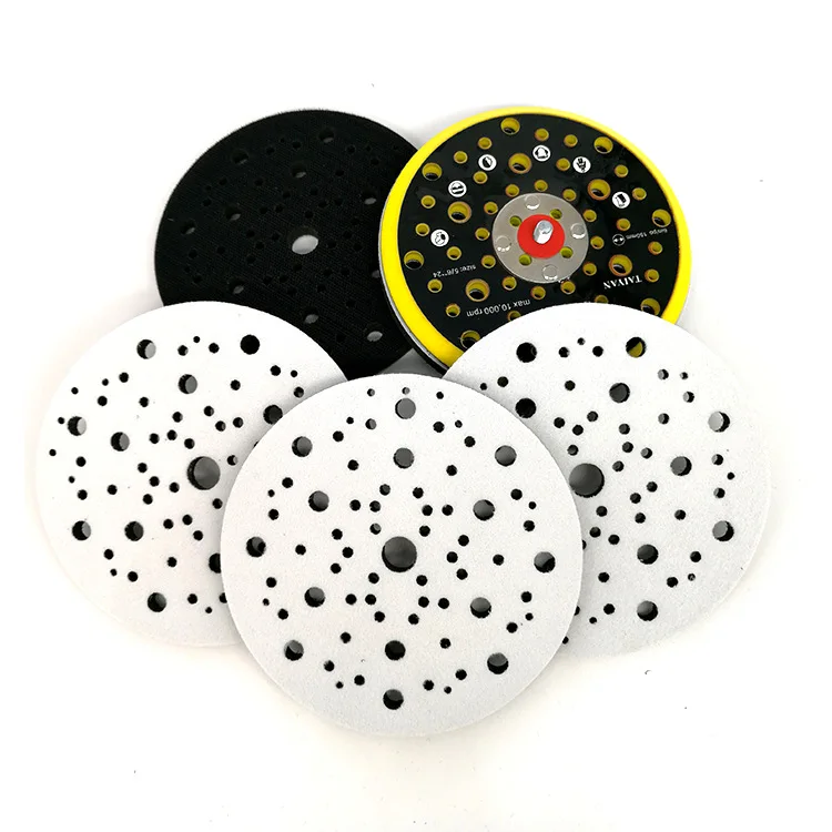 

6 Inch 70-hole Porous 150MM Flocking Sandpaper Tray Sponge Cushion Cushion Self-Adhesive Velcro Sander Waxing Protection