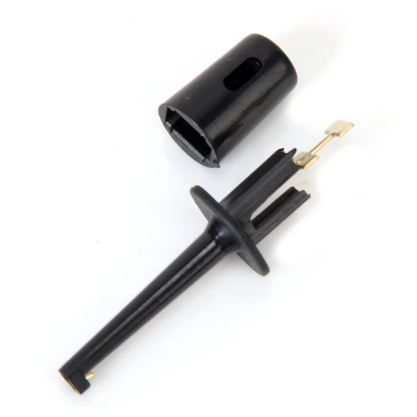 60Pcs Mini Test Hook Probe Lead Wire Cable Spring Clip Black for PCB SMD IC