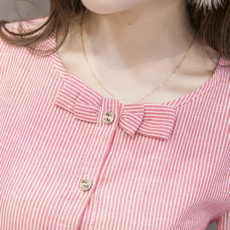 Shirts Pregnant Women Bow Spring Loose Pregnancy Top Blouses Fashion Striped Maternity Clothes Casual Shirtdress