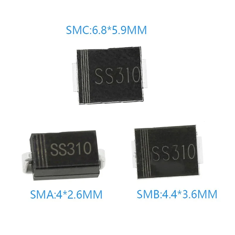 10 шт. SMD диод Шоттки SS12 SS14 SS16 SS18 SS22 SS24 SS26 SS28 SS32 SS34 SS36 SS38 SS52 SS54 SS56 SS110 SS210 SS310