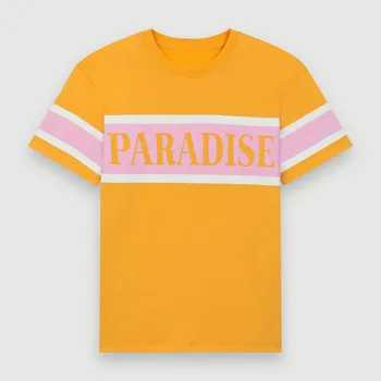 

Women's T-shirt 2020 Spring and Summer New Casual Hit Color Striped Letter Print Short Sleeve Wild T-shirt