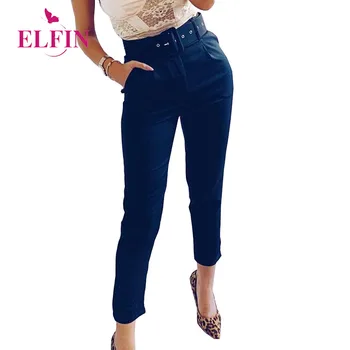 

High Waist Women Pants Solid Office Ladies Spring 2020 Black Trouses Womens Clothing SJ5537R