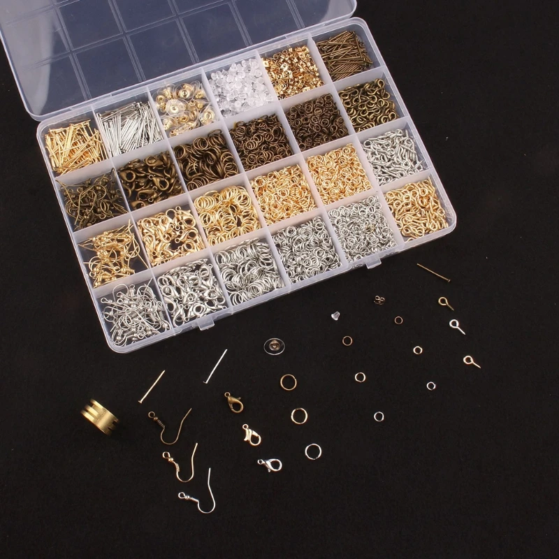 3000Pcs Jewelry Making Kit with Jump Rings Screw Eye Pin Headpins Claw Clasps 517F
