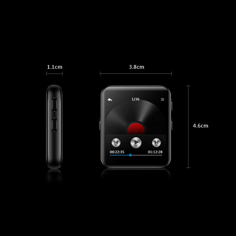 Мини MP3-плеер с зажимом, Bluetooth, с 1,5 дюймовым сенсорным экраном, портативный MP3 музыкальный плеер, HiFi металлический аудио плеер с FM для бега