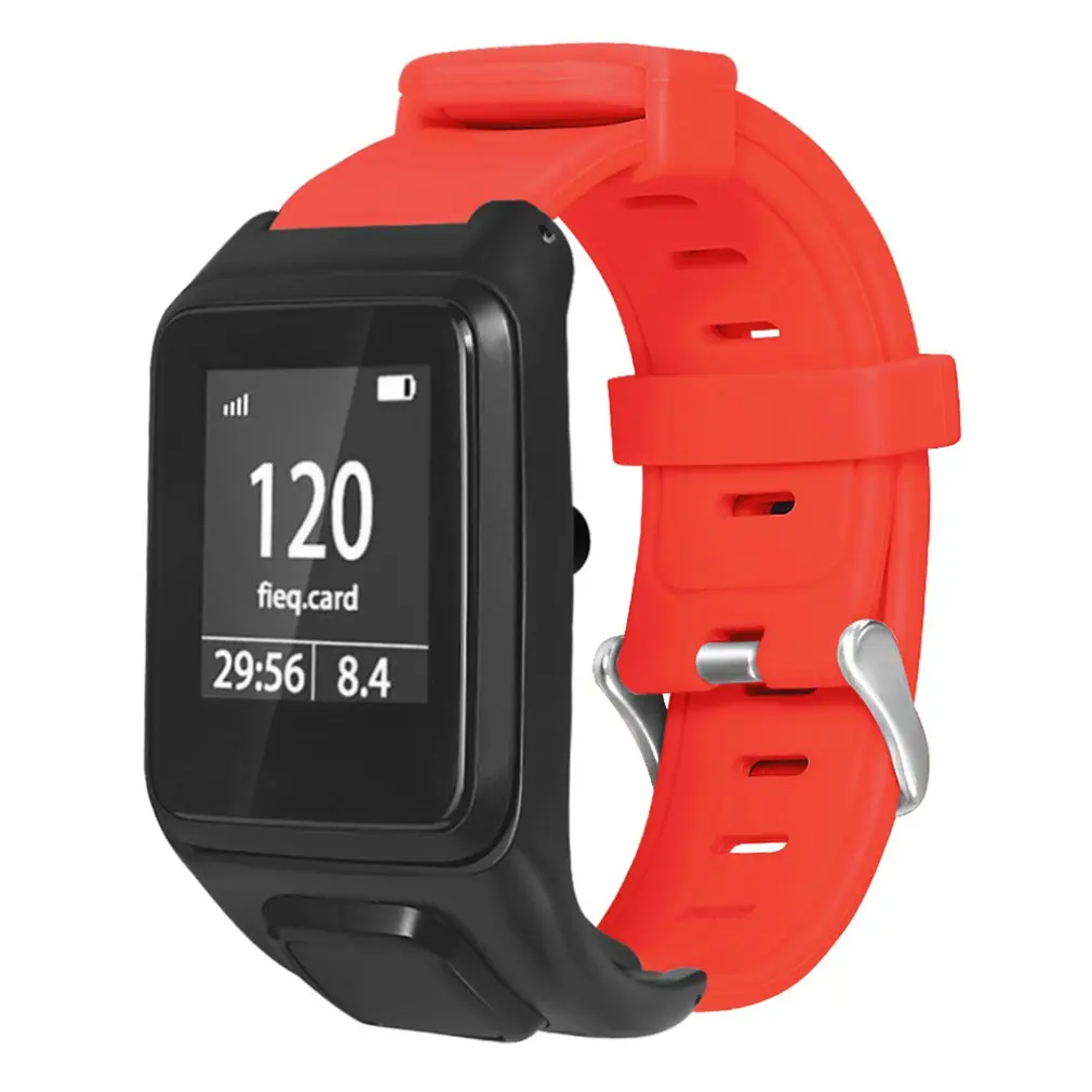 red Для Tomtom Runner3 для Tomtom Adventurer плоская головка монохромный силиконовый ремешок Профессиональный Гладкий минималистичный дизайн - Цвет ремешка: red