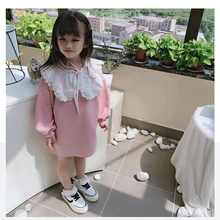 Новое Осеннее модное платье с длинными рукавами для девочек