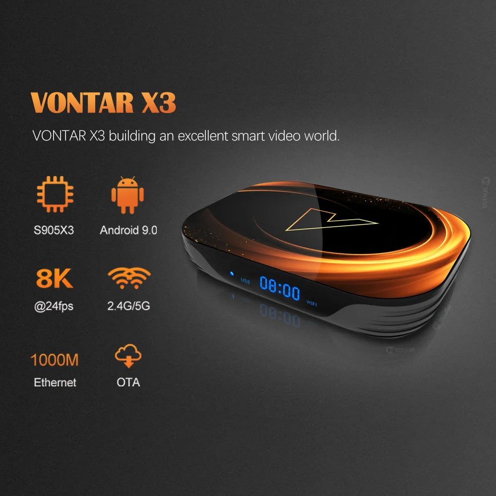 Vontar Amlogic S905X3 Android 9.0 TV Box X3 4GB RAM 64GB ROM 32G 128GB Smart 8K Set Top Box 1000M Dual Wifi Netflix Youtube