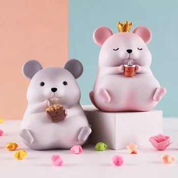

Rat Figurine Shaking Head Car Ornament Dolls Accessories Resin Cartoon Mini Home Decoration Dashboard Christmas Gift R4081