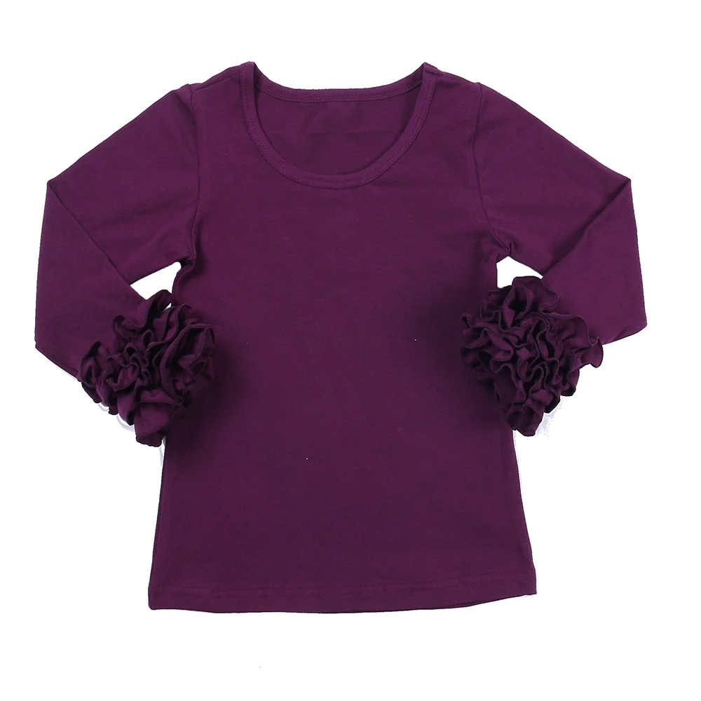 Осенне-зимний топ из хлопка для маленьких девочек, рубашки с длинными рукавами и оборками для девочек