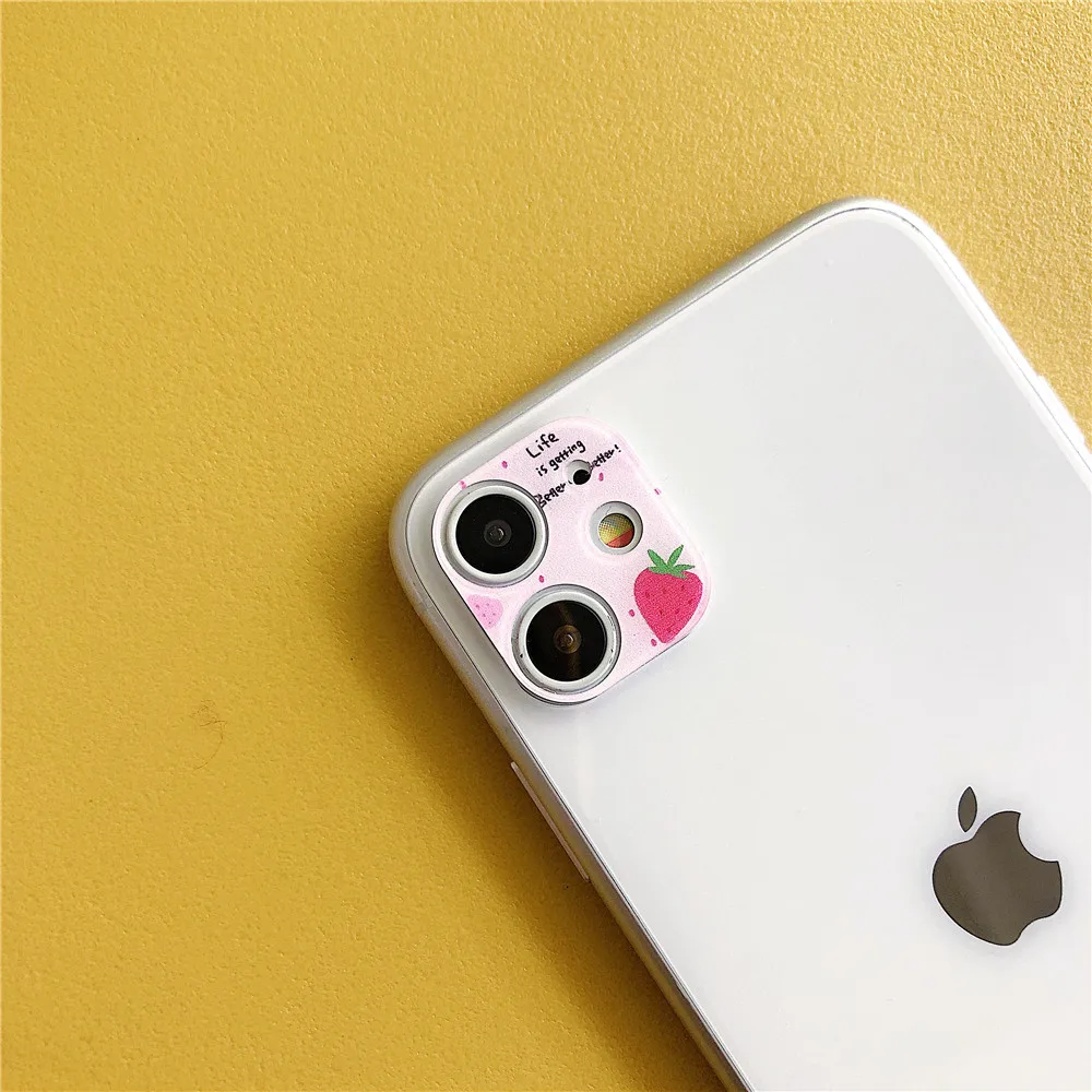 Розовый Милый мультяшный чехол-пленка для объектива камеры для iphone11, забавная Защитная крышка для объектива камеры, ультратонкая Крышка для камеры - Цвет: Розовый