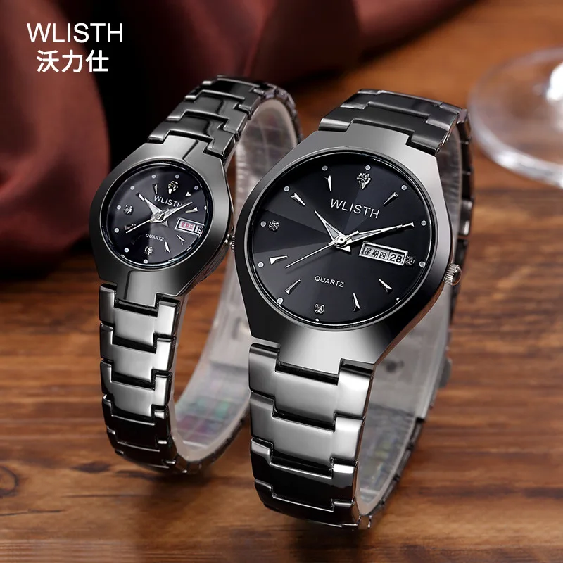 Review  WLISTH Original Couple Watch Fashion Men Watch Women Stainless Steel Waterproof Pair Watches Clock 