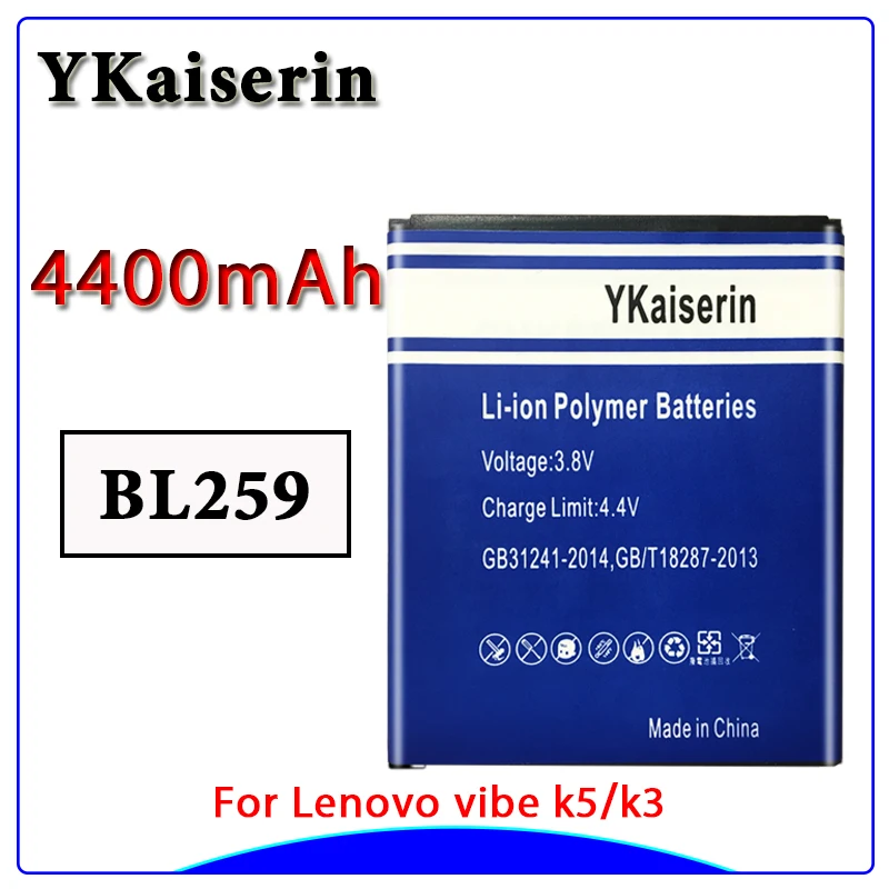 Батареи сотового телефона 4400 мА/ч, BL259 для lenovo лимон K3 3 3S Vibe K5 K5plus K32C36 K32C30 A6020a40 A6020 A40 Li-Ion Батарея