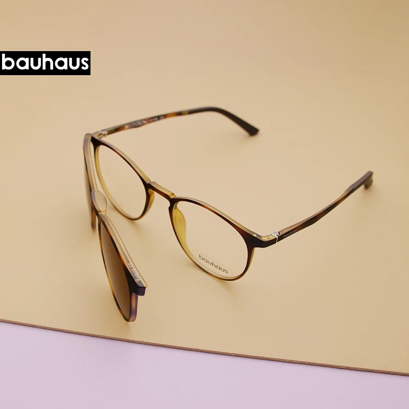 Tanie Bauhaus magnes okulary pełne obręczy oprawki optyczne okulary na receptę okrągłe Vintage krótkowzroczność okulary polaryzacyjne Anti Glare