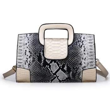

European and American women's hand-held diagonal straddle shoulder bag new fashion snake skin pattern Pu women's bag