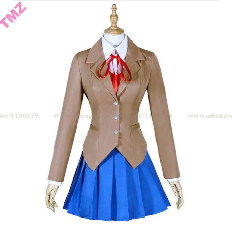 

Doki Doki Literature Club Monika Cosplay Sayori Yuri Natsuki Cosplay Costume School Uniform Girl Women Costume Game