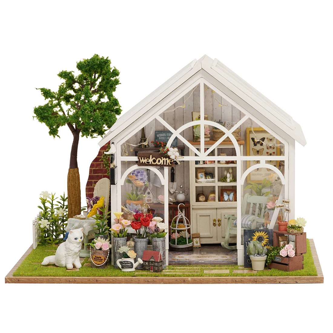Собрать DIY Кукольный дом игрушка деревянный Miniatura Кукольный дом игрушки с Мебель День рождения Рождественский подарок Подсолнечник дом