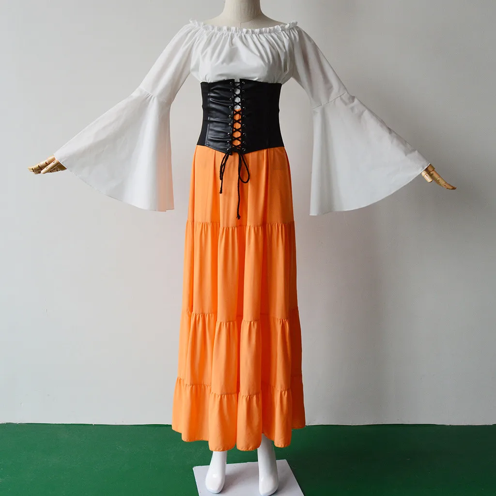 WoMen Dress Tide TOP Women Medieval Renaissance Gothic Floor Length Cosplay Retro Long Gown Dress Vestidos Verano Tide