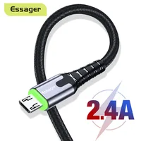 Essager LED Micro USB Kabel 2,4 EINE Schnelle Lade Für Samsung Xiaomi Android Handy Micro-usb-datenkabel 2M USB Ladegerät Kabel
