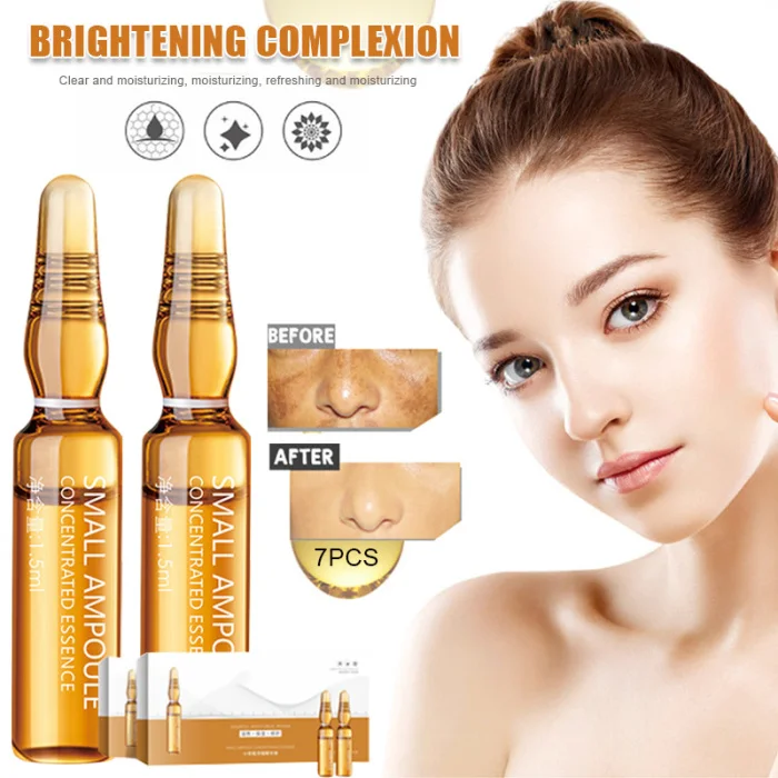 1.5ml*7pcs Hyaluronic Brightening Skin Face Serum Ampoule Moisturizing Nourishing Lighten Melanin Whitening Essence