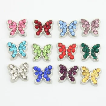 

Butterfly Floating Locket Charms Crystal 12 Mix Colors Birthstone Charms Fit Glass Living Memory Locket 120pcs