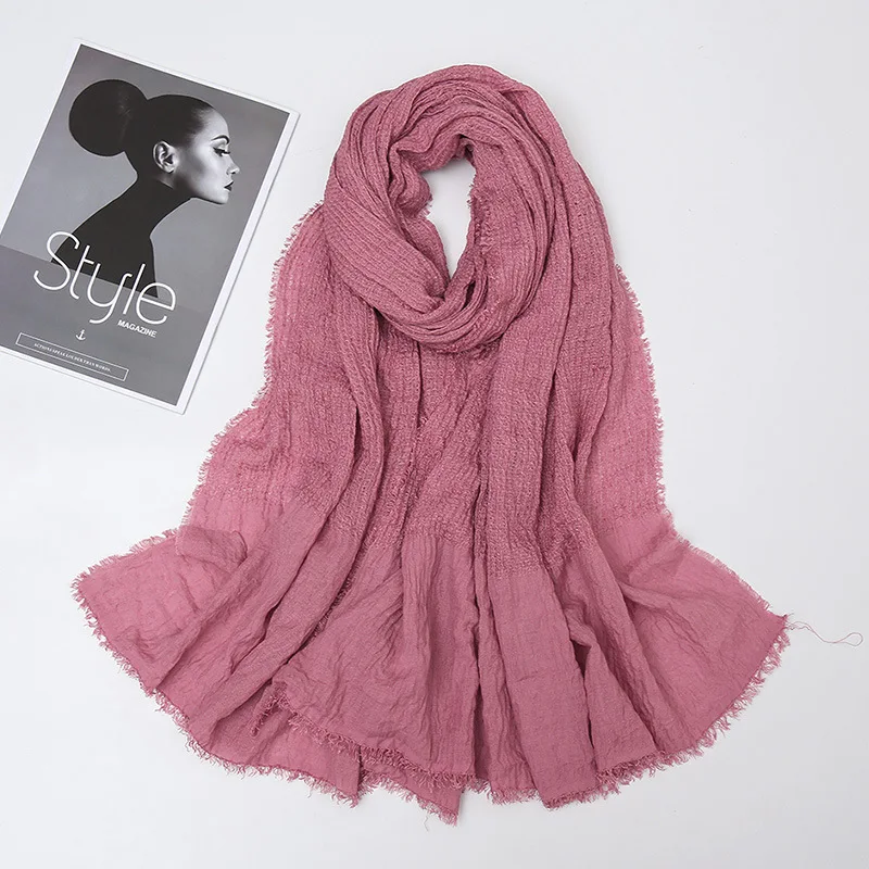 

autumn winter cotton scarf shawls for women muslim soft headscarf Malaysia hijab scarf crinkle head scarves female head wraps
