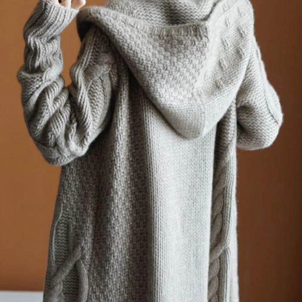 Autumn Winter Women's Knitted Sweater Cardigan Cloak Coat Winter Warm Hooded Cape Outerwear pull femme nouveaute sweter