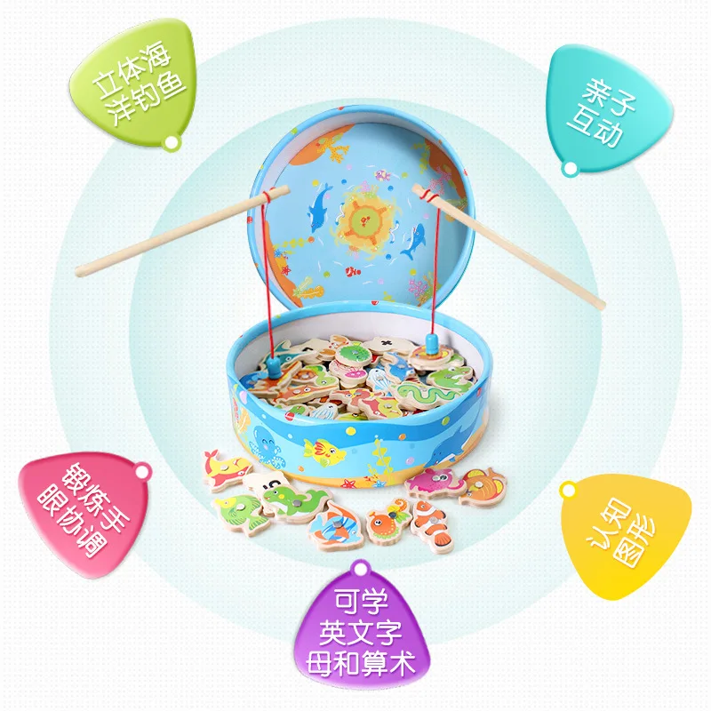 Ming Tower деревянные игрушки для рыбалки, детский бассейн, набор магнитных упражнений, для тренировки рук и глаз, для детей 2-6 лет