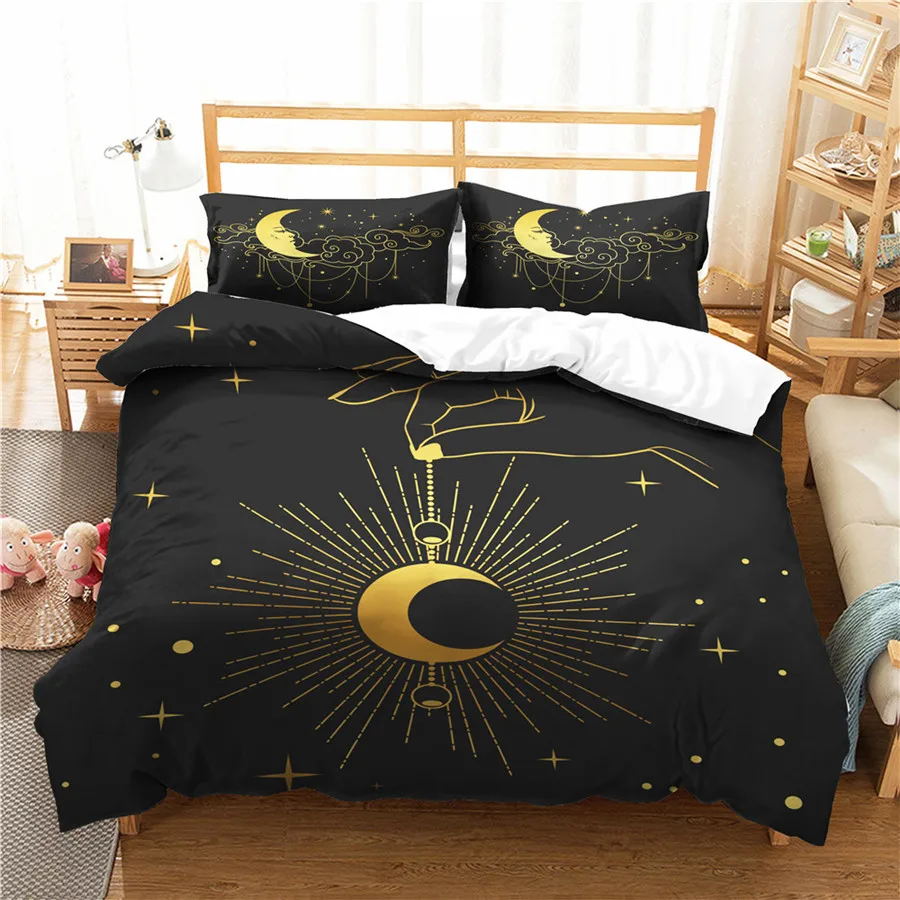 

A Bedding Set 3D Printed Duvet Cover Bed Set Sun Moon Home Textiles for Adults Bedclothes with Pillowcase #RY09