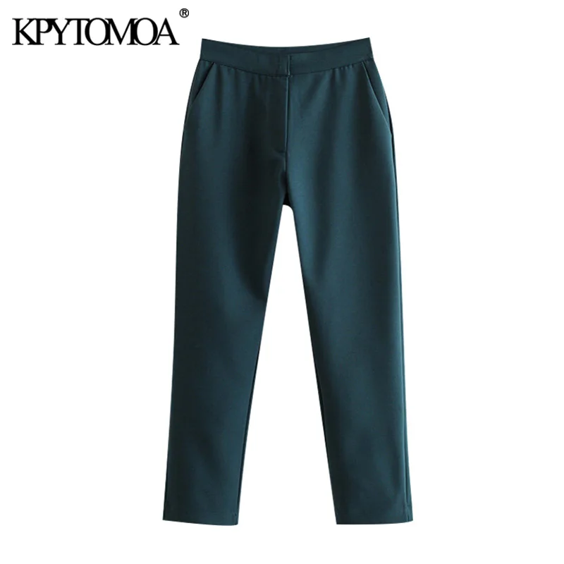KPYTOMOA Women 2020 Chic Fashion Office Wear Straight Pants Vintage Zipper Fly Basic Female Ankle Trousers Pantalones Mujer KPYTOMOA Women 2020 Chic Fashion Office Wear Straight Pants Vintage Zipper Fly Basic Female Ankle Trousers Pantalones Mujer