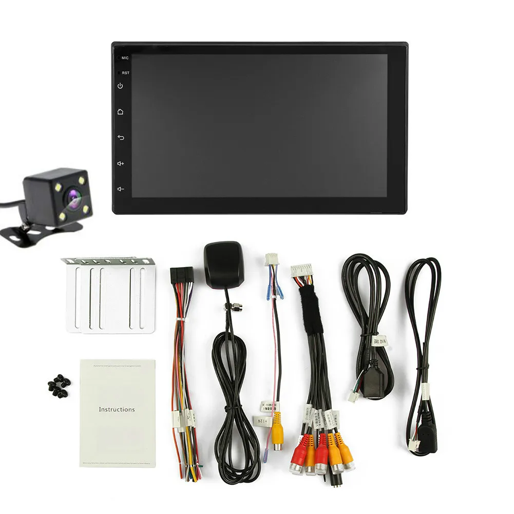 Автомобильный стерео gps навигация 7 ''2Din Bluetooth WiFi емкостный сенсорный экран FM AM зеркальная ссылка для телефонов iOS/Android USB+ камера - Цвет: with 4led cam