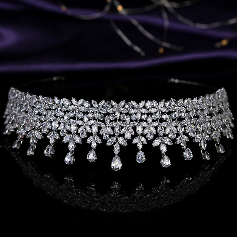 Tiaras and Crown HADIYANA Leave Shapes Design Temperament Women Wedding Party Hair Accessorie Cubic Zircon BC5796 Corona Princes