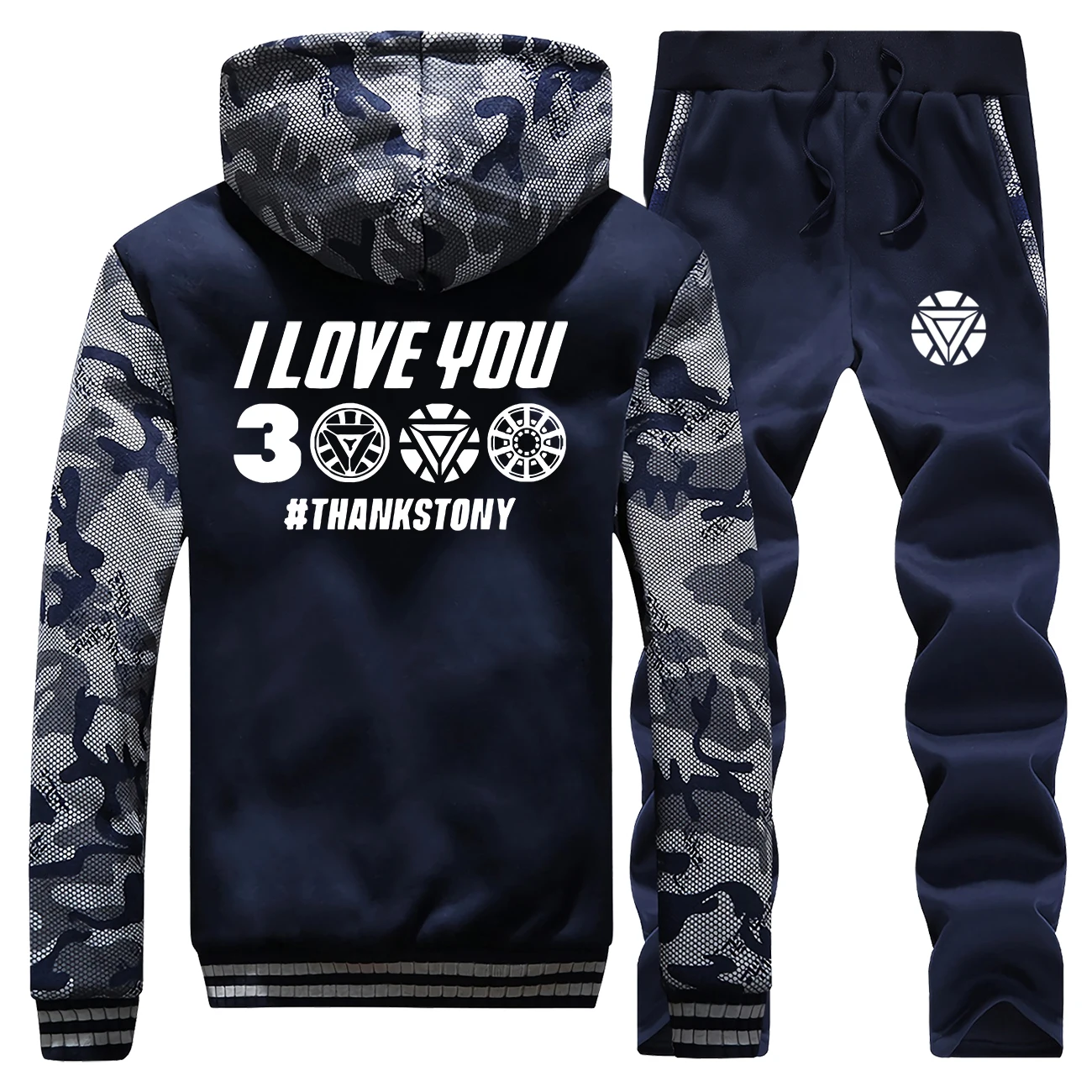 I Love You Three 3000, комплект из толстовки и штанов, Мстители, для мужчин, Рон Мен, Тони Старк, спортивный костюм, Зимняя Толстая флисовая куртка, камуфляжный комплект из 2 предметов