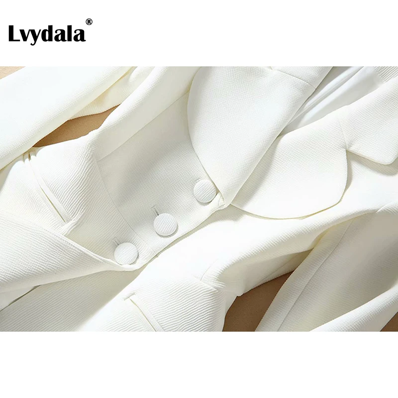Lvydala Новая мода дизайнерский деловой костюм набор женский белый блейзер Юбка Костюмы