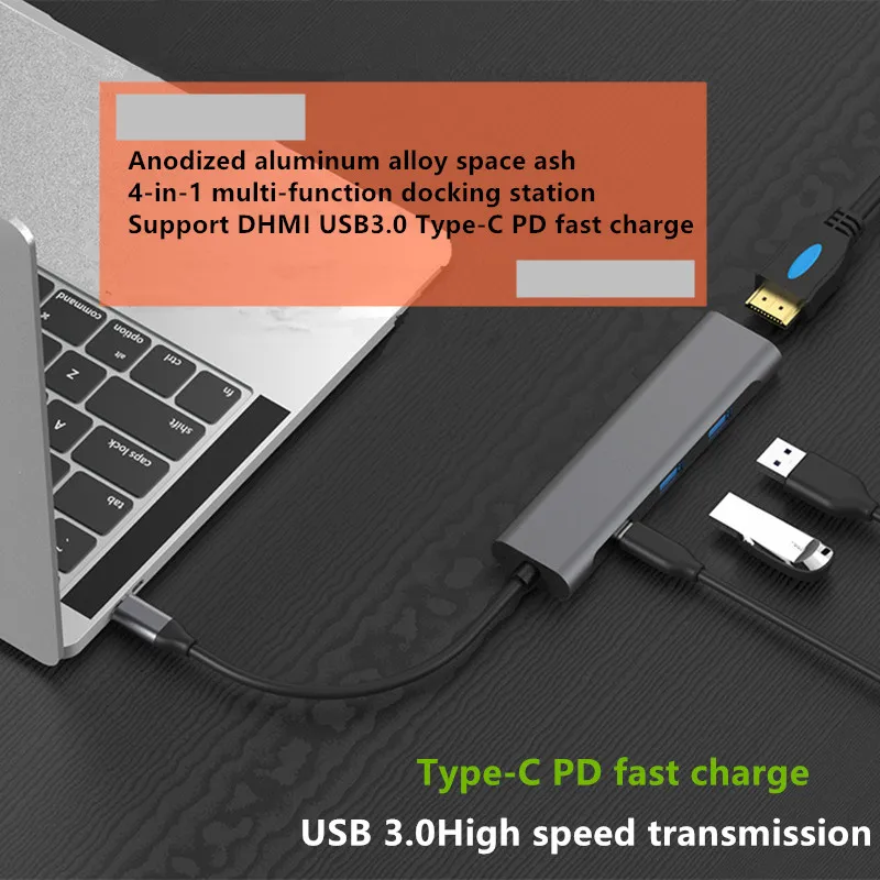 4 в 1 концентратор для Xiaomi huawei ноутбук samsung S8 9+ 10 USB-C к HDMI док-станция PD адаптер питания быстрая зарядка для huawei P30