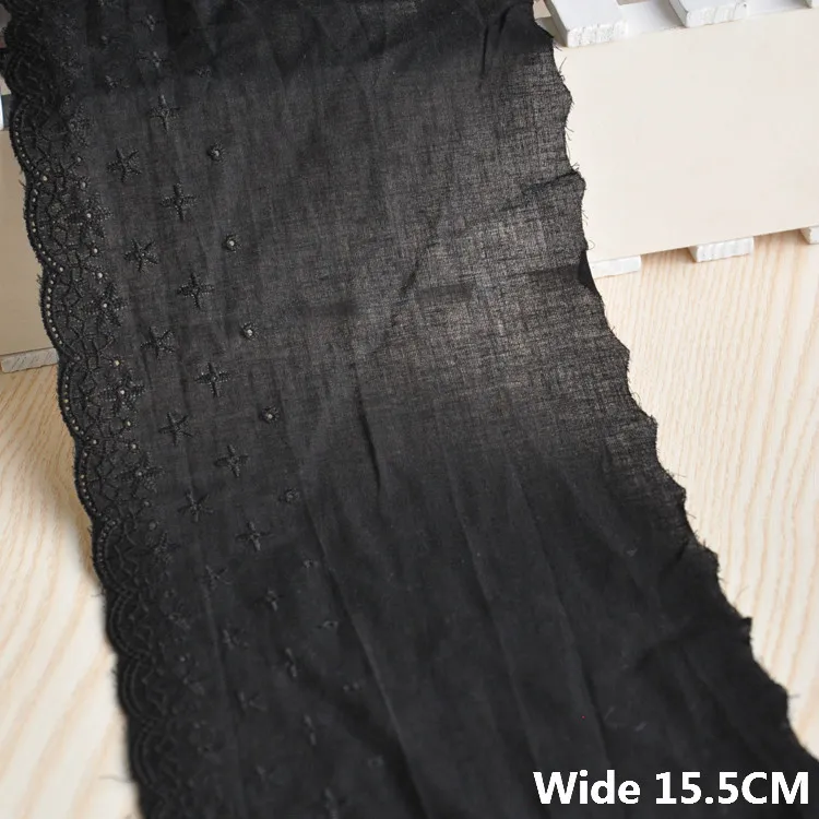 

15.5CM Wide Black Cotton Lace Fabirc Guipure Dress Lace Decor Flowers Embroidery Ribbon DIY Handicraft Clothing Sewing Supplies