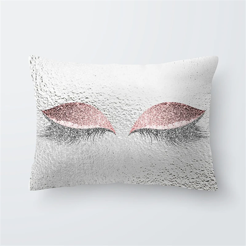 Творческий Цветная юбка для девочки; ресницы чехол для подушки с принтом 30X50 см полиэстера; розовый цвет; сине-белые наволочка декоративные автомобильные подушки для дивана - Цвет: 17