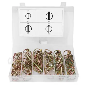 

50pcs Lynch Pin Assortment Kit Steel Annular Safety Pin for Farm Tractor Trailer Tractor Locking Pin
