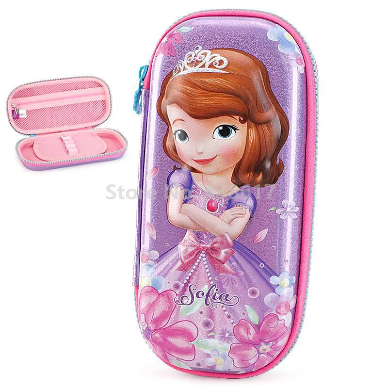 3D Pink Purple Butterfly Sofia Princess Girls School Bag Pencil Case For Kids Children Elementary Primary School Backpack Bag