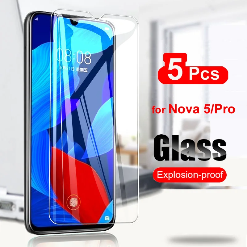 

5 шт. закаленное стекло для Huawei Nova 5 Nova5 Pro защита для экрана 2.5D 9H закаленное стекло для Huawei nova 5 прозрачная пленка