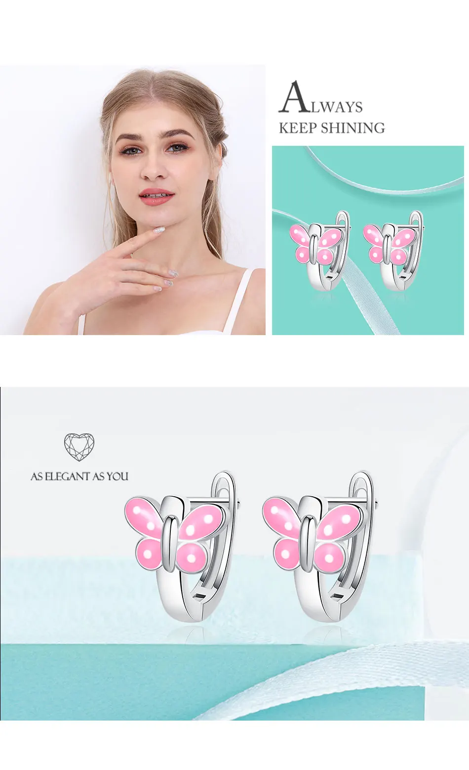 Wholesale 5PCS 925 Sterling Silver Animal butterfly Stud Earrings for Women Earrings Silver Jewelry Fashion Gift