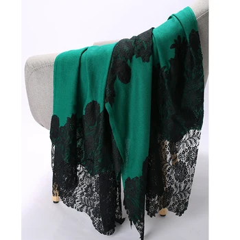 

Wrap Cashmere Blend Shawls Young Lady Cachecol Feminino Oversize Women Pashmina Handmade Lace Embroidery Beads Mujer Bufanda