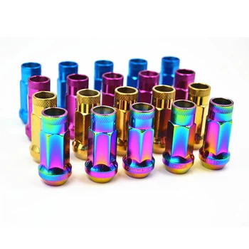 

20 Pcs Muteki SR48 Extended Open Ended Wheel Tuner Lug Nuts 48MM Neo Chrome Car Lock Nuts M12x1.5/ 12x1.25