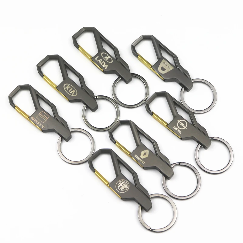 

3D Gun Gray Laser Carving car KeyChain Car Logo Models Key Ring Men's Simple Key chains Holder Keyfob For Car Accessories Gift