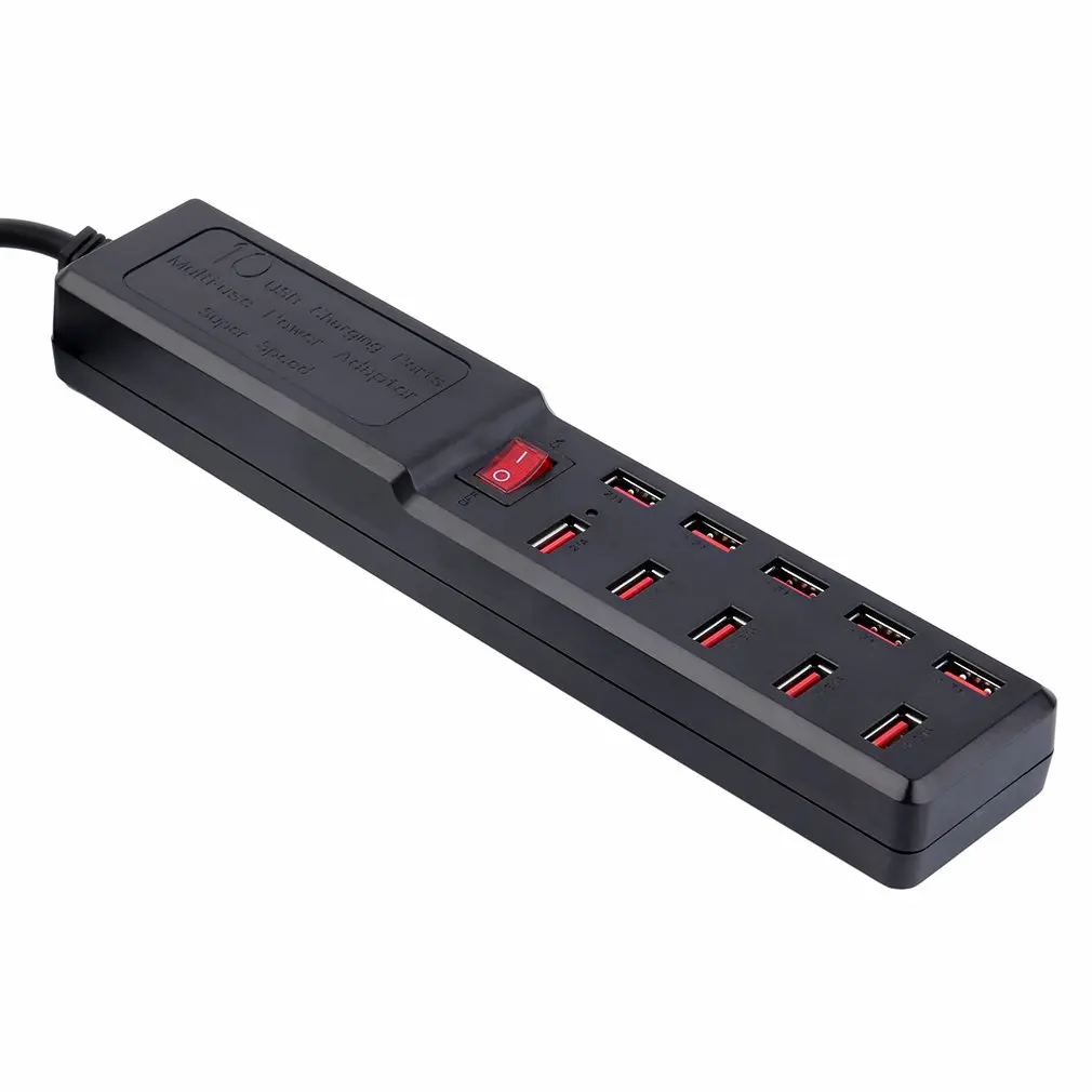 Черный и белый компактный и легкий USB блок питания с 6 розетками переменного тока и 4 интеллектуальными 5 В/2,4 А usb зарядными портами YA18WS-6AU4U